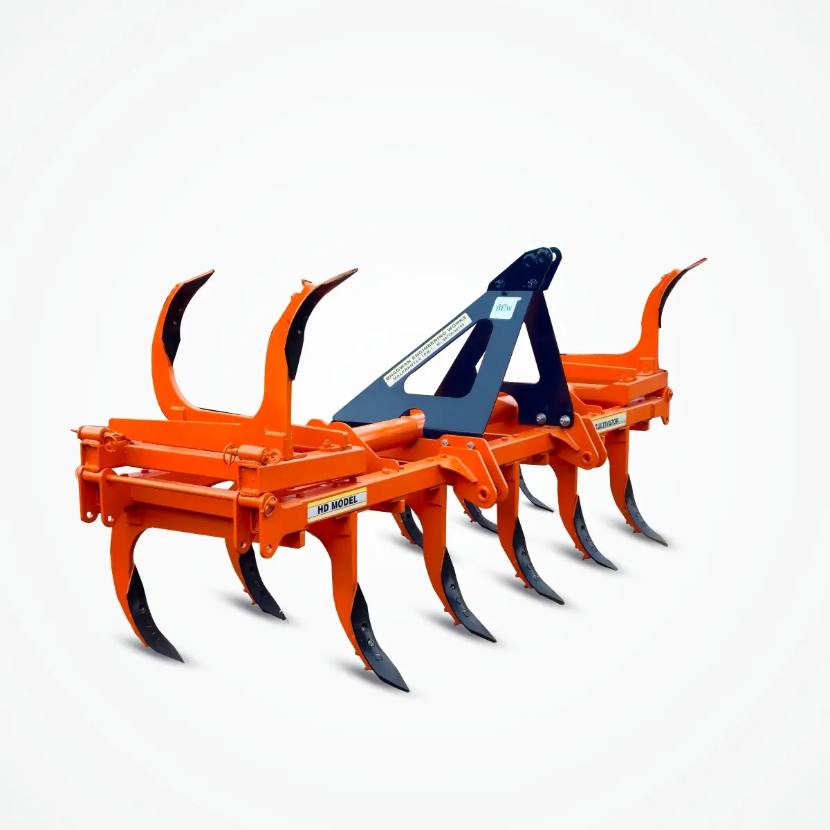 folding cultivator machine working in field for soil preparation and weed control